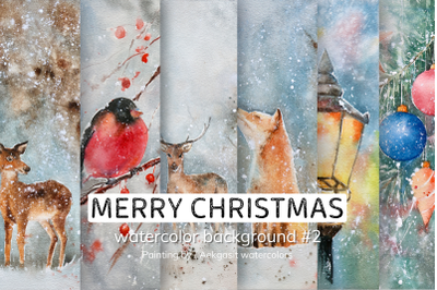 Watercolor Background of Merry Christmas