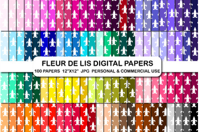 Fleur de lis digital papers Floral pattern background