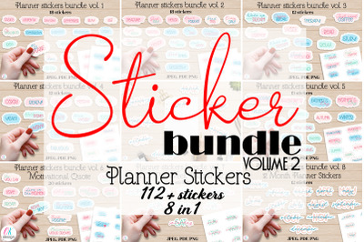 Sticker mega bundle vol. 2. Planner stickers bundle. 112 Printable sti