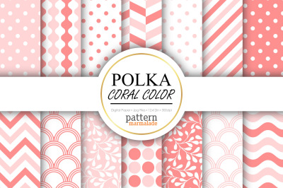 Polka Coral Color Digital Paper&nbsp;- S0801