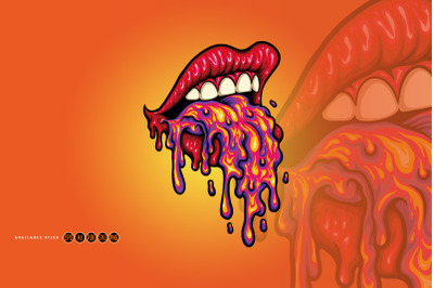 Trippy Girl Sexy Lips Psychedelic