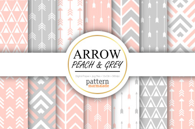 Arrow Peach And Grey Digital Paper - S0501