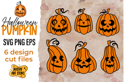 Halloween Pumpkin SVG 6 cut files design