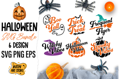 Halloween SVG bundle. Vintage text and halloween art element