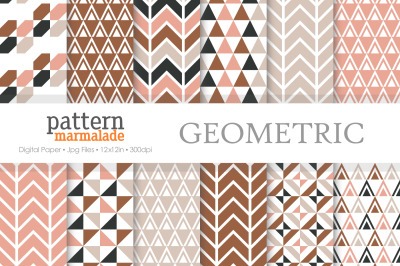 Geometric Creamy Pink Brown Seamless Pattern - U010G02