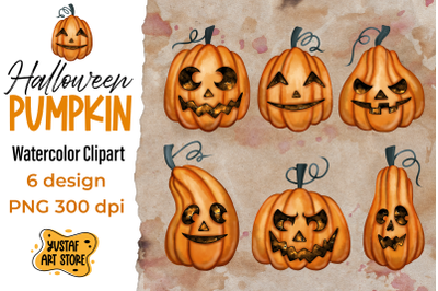 Halloween Pumpkin 6 watercolor clipart