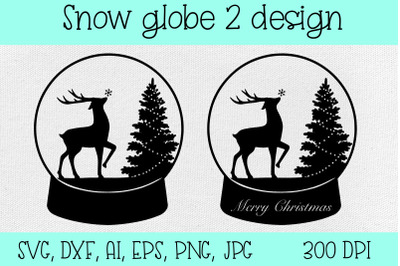 SVG, DXF Snow globe,Merry Christmas craft.Deer and Tree.New