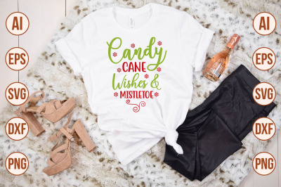 Candy Cane Wishes &amp; Mistletoe svg cut file