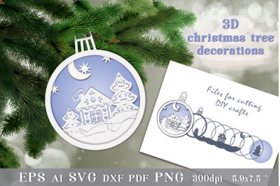 3d christmas tree decoration. Paper cut SVG