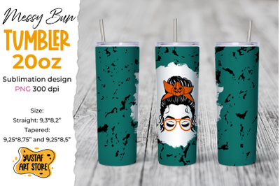 Halloween Messy Bun and pumpkin tumbler sublimation wrap