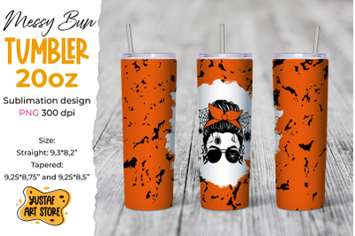 Halloween Messy Bun and spider tumbler sublimation wrap