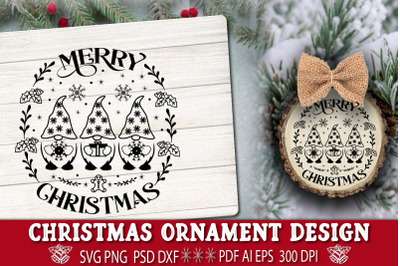 Christmas Ornament SVG Sign. Christmas Gnomes Design.