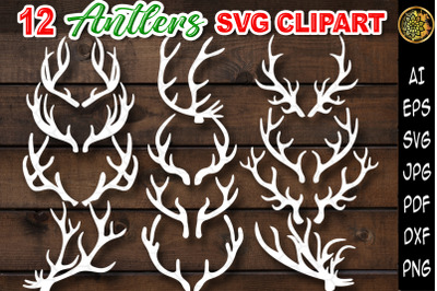 Christmas SVG Deer Antlers Clipart Design Elements