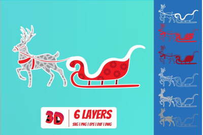 3D Christmas Deer 1 SVG Cut File