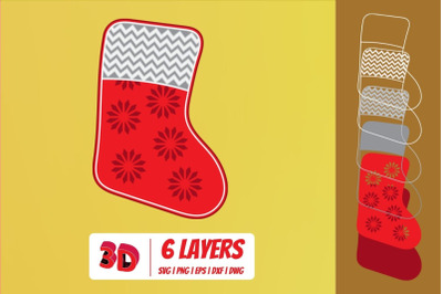 3D Christmas Socks 1 SVG Cut File