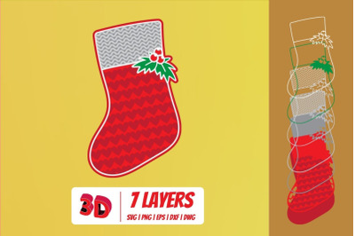 3D Christmas Socks 2 SVG Cut File