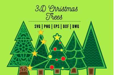 3D Christmas Trees SVG Bundle