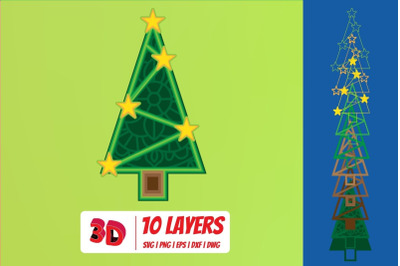 3D Christmas Tree 4 SVG Cut File