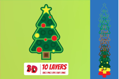 3D Christmas Tree 5 SVG Cut File