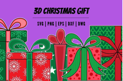 3D Christmas Gift SVG Bundle