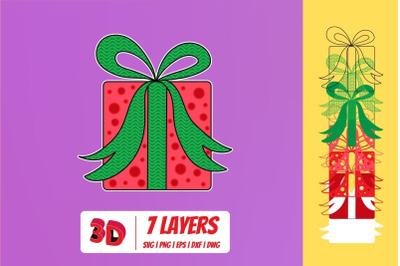 3D Christmas Gift 1 SVG Cut File