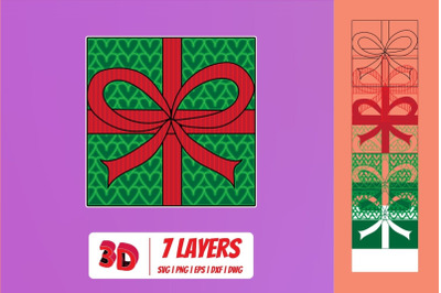 3D Christmas Gift 2 SVG Cut File