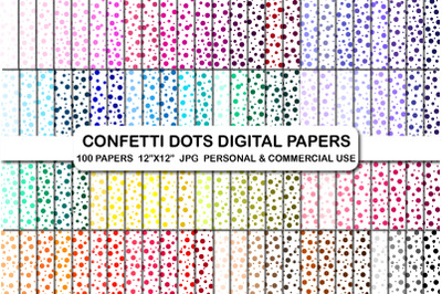 100 Confetti dots digital papers Paint dots background paper