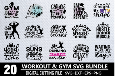 workout &amp; gym svg bundle