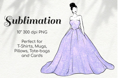 Girl in Lavender Glitter Princess Dress Character Sketch