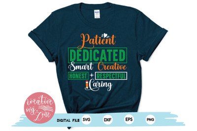 patient dedicated smart creative honest respectful caring