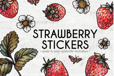 Strawberry sticker set
