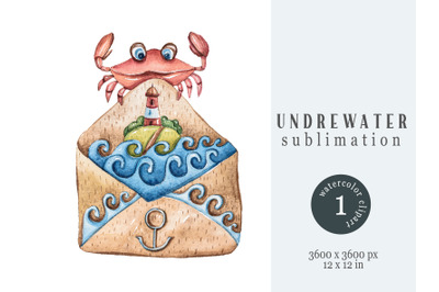 Watercolor underwater sublimation- 1 png file