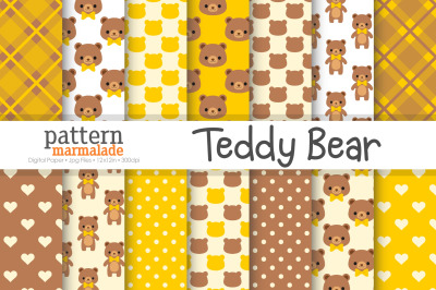Teddy Bear Yellow Color Digital Paper - S1205