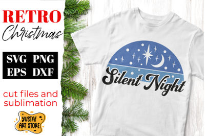 Retro Christmas SVG design &quot;Silent Night&quot; quote