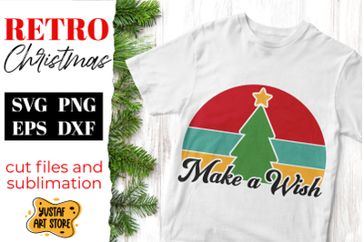 Retro Christmas SVG &quot;Make a Wish&quot; quote. Vintage design