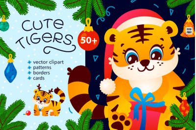 Cute New Year Tigers vector clipart