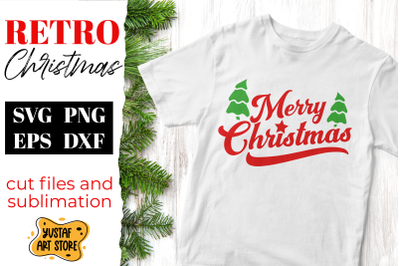 Retro Christmas SVG &amp;quot;Merry Christmas&amp;quot; quote. Vintage design