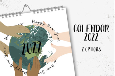 Calendar 2022 template. Earth abstract landscape, 4 sheets