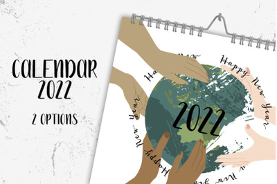 Calendar 2022 template. Earth abstract landscape, 12 sheets