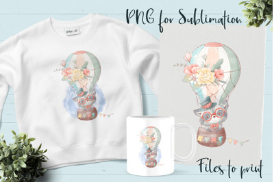Cute Cat sublimation. Design for printing.