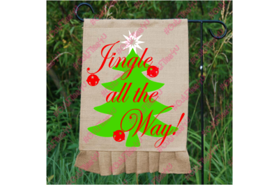 Jingle all the Way! SVG, PNG cut file designs for Silhouette, Cricut using vinyl, HTV for Christmas Holiday December with Tree, Bells, Star