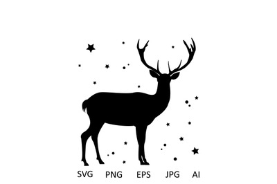Christmas reindeer, deer silhouette