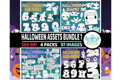 Halloween Assets Digital Stamps Bundle 1