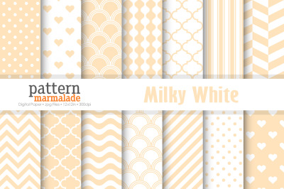 Milky &amp; White Pattern Digital Paper - T0208