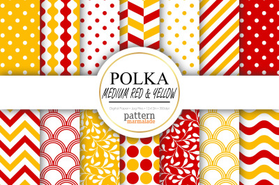Polka Red And Yellow Digital Paper - T0211