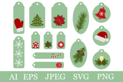 Christmas Gift Tags. Gift Tags templates. Gift Tags SVG