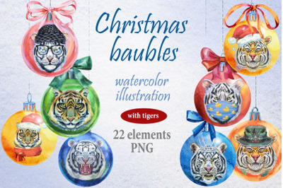 Christmas baubles with tigers