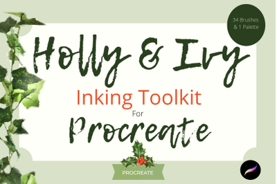 Holly and Ivy Inking Toolkit for Procreate - 34 Brushes and 1 Palette