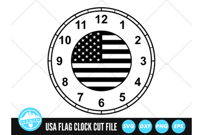 USA Flag Clock Face SVG | Clock Face Cut File