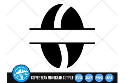 Coffee Bean Monogram SVG | Coffee Bean Split Name Frame Cut File